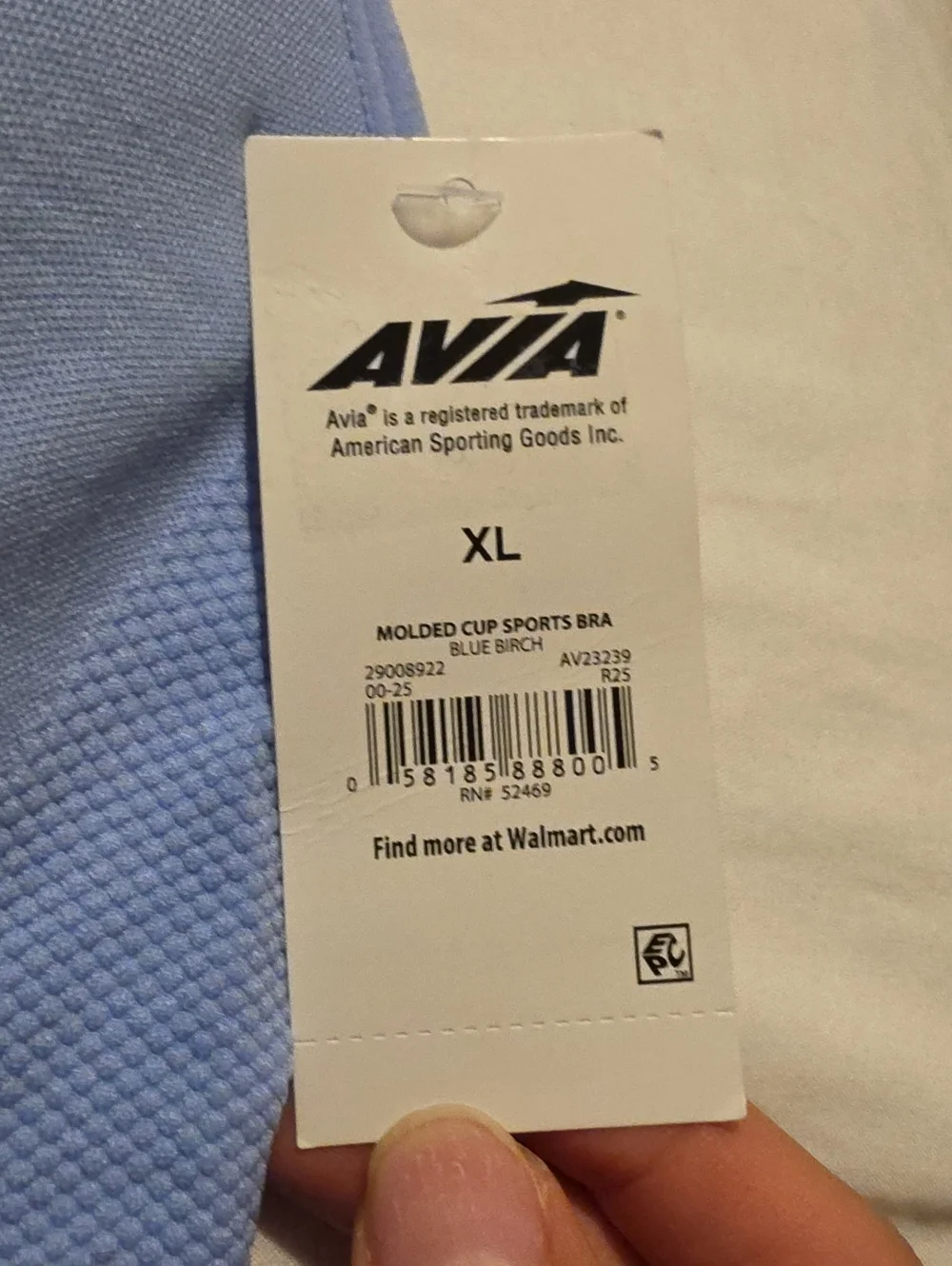 Avia Light Blue Seamless Padded Support Bra
